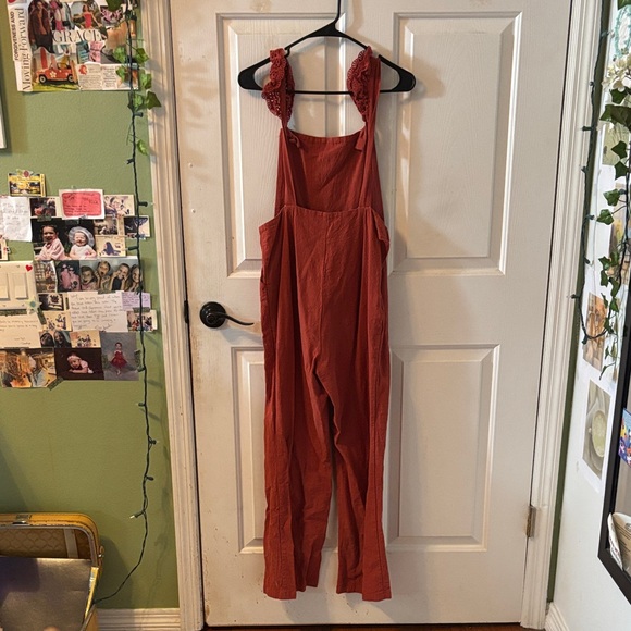 Cider Terracotta Overalls with Ruffle Straps - Picture 1 of 2